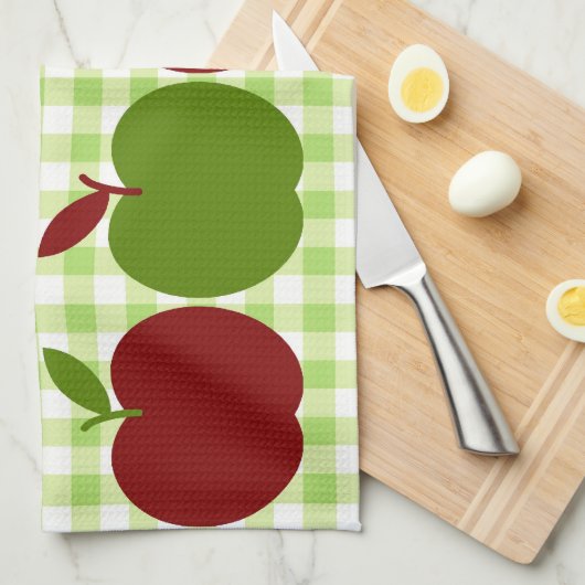 Gingham en appels theedoek (Quarter Fold)