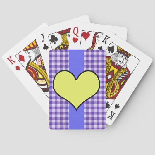 Gingham en ontwerp van het hart pokerkaarten (Achterkant)