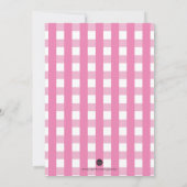Gingham en Pig Pink Birthday Kaart (Achterkant)