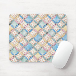 Gingham en Print Kathedraalraam Quilt Ontwerp Muismat