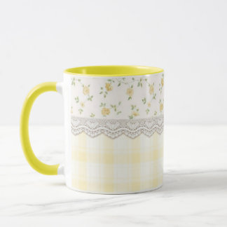 Gingham Floral Jaune Tasse de Thé Maison de Campag