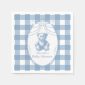 Gingham French Teddy Bear-Baby shower Servet (Voorkant)