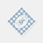 Gingham French Teddy Bear-Baby shower Servet (Hoek)