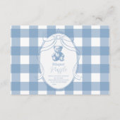 Gingham French Teddy Bear Diapper Raffle Informatiekaartje (Voorkant)
