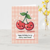 Gingham Fruit Verjaardagskaart Kaart (Gele Bloem)