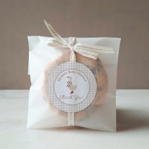 Gingham Gans Babyshower Stickers in Beige