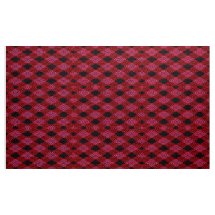 Gingham Gecontkered Red- en Black Pattern Fabric Stof