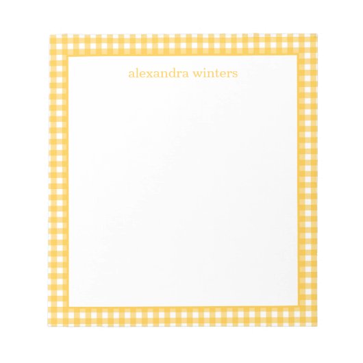 Gingham Gepersonaliseerd Notitieblok (Voorkant)