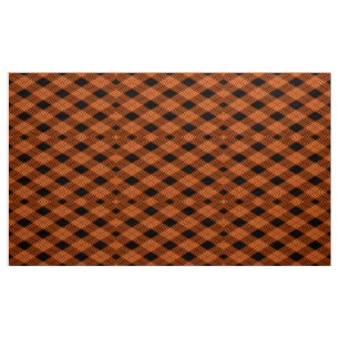 Gingham Geruit Sinaasappel Zwart Stof