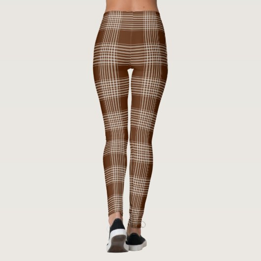 Gingham Geruite Bruine en Witte Leggings (Achterkant)