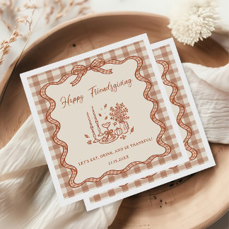 Gingham geruite Friendsgiving-diner Servet