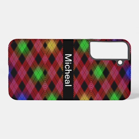 Gingham geruite veelkleurige patroon aangepaste na samsung galaxy hoesje (Achterkant horizontaal)