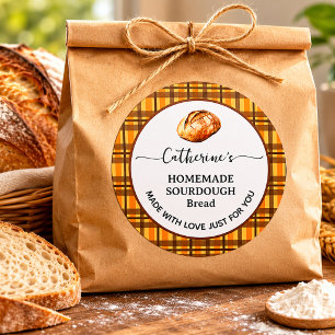 Gingham geruite zelfgemaakte zuurdesembrood label