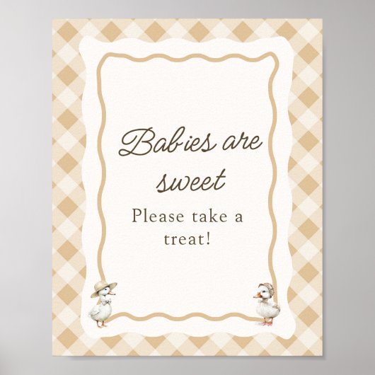 Gingham Goose Baby Shower Babies Are Sweet Bord Poster (Voorkant)