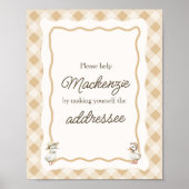 Gingham Goose Baby shower Envelope Station Sign Poster (Voorkant)