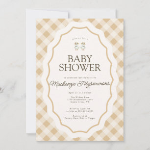 Gingham Goose Twin Baby shower Uitnodiging