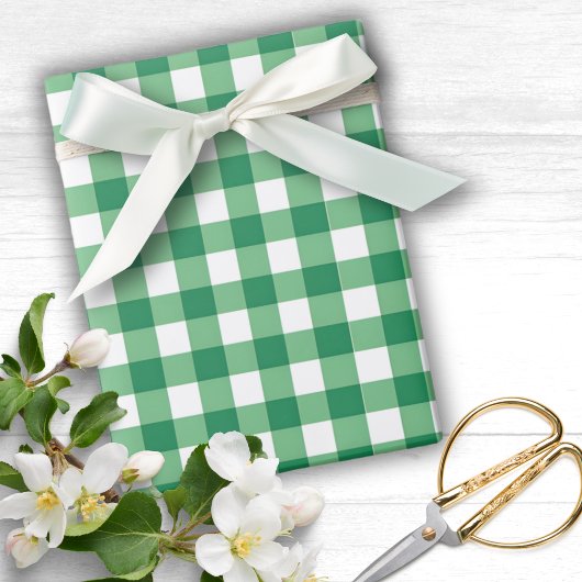 Gingham Green en White Plaid Cadeaupapier