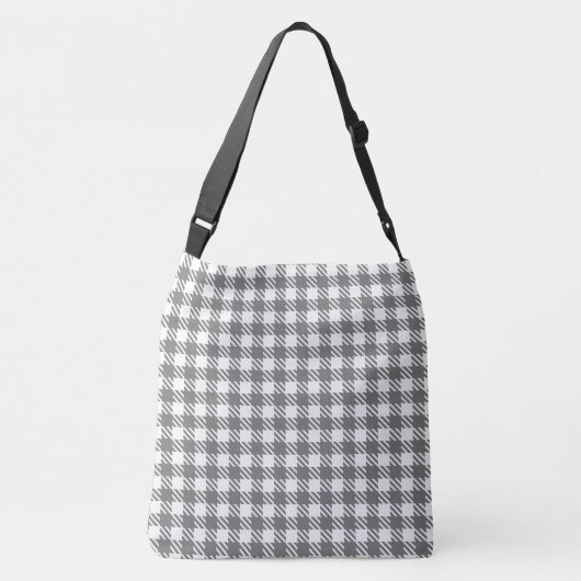 Gingham grijs en wit. Shepherd's Check Crossbody Tas (Achterkant)