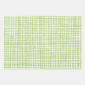 Gingham Hand-Drawn Modern Cute Green White Preppy Inpakpapier Vel (Voorkant 2)