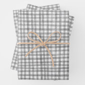 Gingham Hand-Drawn Modern Schattige Grijs Wit Prep Inpakpapier Vel (In situ)