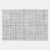 Gingham Hand-Drawn Modern Schattige Grijs Wit Prep Inpakpapier Vel (Voorkant)