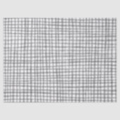 Gingham Hand-Drawn Modern Schattige Grijs Wit Prep Tissuepapier (Voorkant)