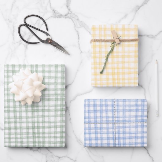 Gingham Handgemaakte Patroon Schattigee CUSTOM Inpakpapier Vel (Voorkant)