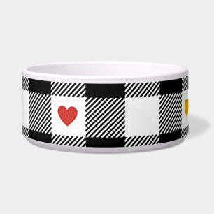 Gingham Heart Dog Bowl Voerbakje