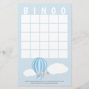 Gingham Hot Air Balloon Baby shower Bingo Briefpapier