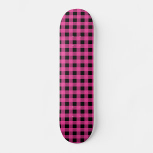 Gingham Hot Pink en Zwart Skateboard