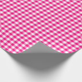 Gingham Hot Pink Wrapping Paper Cadeaupapier (Hoek)