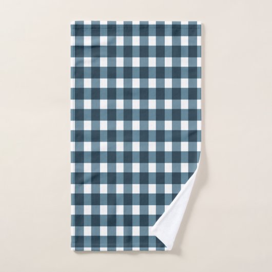 Gingham Indigo Blue Pattern Bad Handdoek (Handdoek)