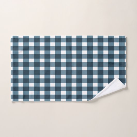 Gingham Indigo Blue Pattern Bad Handdoek (Handdoek)