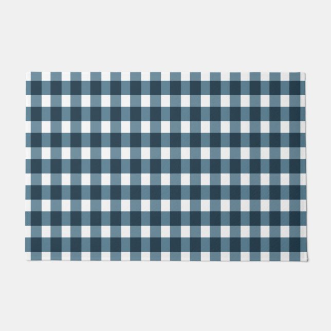 Gingham Indigo Blue Pattern Deurmat (Voorkant)