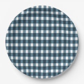 Gingham Indigo Blue Pattern Papieren Bordje (Voorkant)