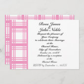 Gingham Ivory (Roze) Wedding Uitnodiging (Voorkant / Achterkant)