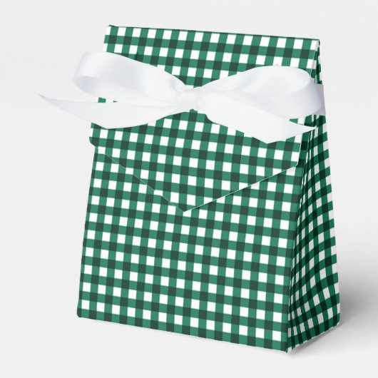 Gingham-Jade Green-Favor Box, Tent Bedankdoosjes (Voorkant Zijde)