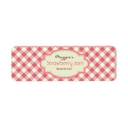 Gingham Jam Jar Labels, Aanpassen Etiket (Voorkant)
