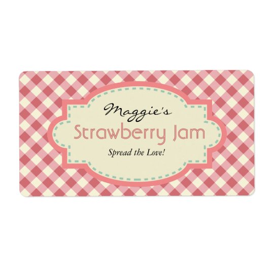 Gingham Jam Jar Labels, Aanpassen Etiket (Voorkant)