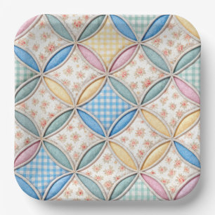 Gingham Kathedraalraam Quilt Ontwerp Papieren Bordje