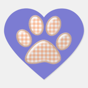 gingham kattepoot - sinaasappel hart sticker