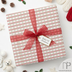 Gingham Kerst Baby Wrap Cadeaupapier