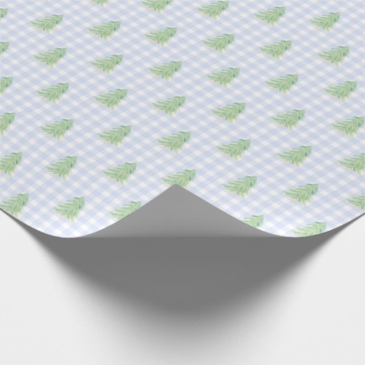 Gingham Kerstbomen Kerst inpakpapier (Hoek)