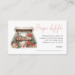 Gingham Kerstmarkt Luier Raffle Baby Showe Informatiekaartje