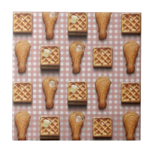 gingham-kippenwafels tegeltje