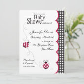 Gingham Lady Bug Baby shower Uitnodiging (Staand voorkant)