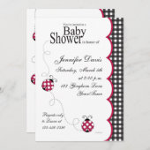 Gingham Lady Bug Baby shower Uitnodiging (Voorkant / Achterkant)