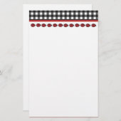 Gingham Ladybug Briefpapier (Voorkant / Achterkant)