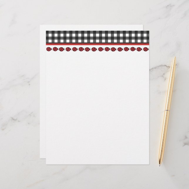 Gingham Ladybug Letterhead (Voorkant / Achterkant in situ)
