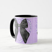 Gingham Lavender Mok Hart Coquette Bow (Voorkant links)